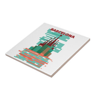 Barcelona retro Travel poster Tile