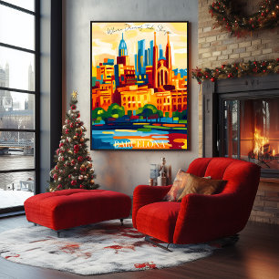 Barcelona Sagrada Familia in Abstract Fauvist  Poster