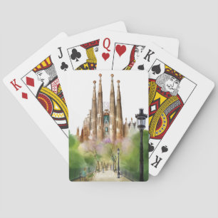 Barcelona Sagrada Família Painting Playing Cards