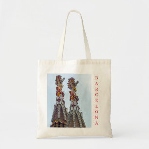 Barcelona Sagrada Familia spires view tote bag