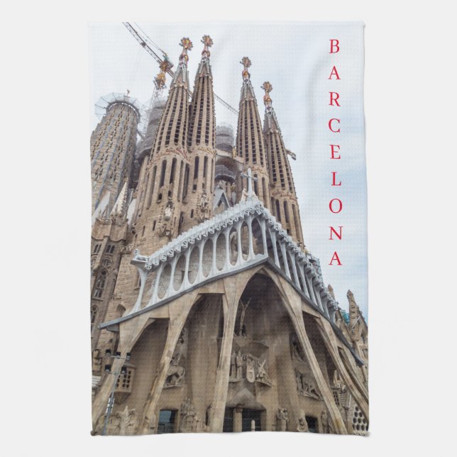Barcelona Sagrada Familia view tea towel (Vertical)