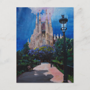 Barcelona Sagrada Familia with Park and Lantern Postcard