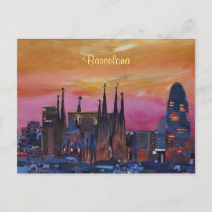 Barcelona Skyline and Torre Agbar, Sagrada Familia Postcard