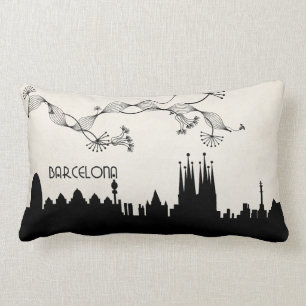 barcelona skyline deco lumbar cushion