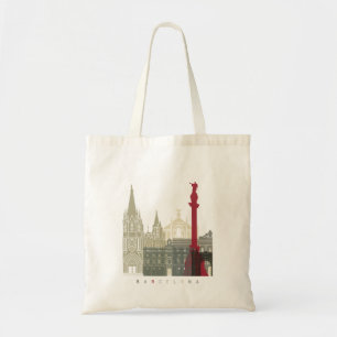 Barcelona skyline poster tote bag