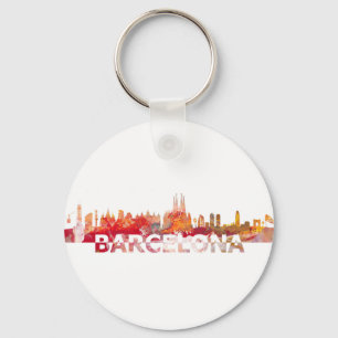 Barcelona Skyline silhouette Giant letters Key Ring