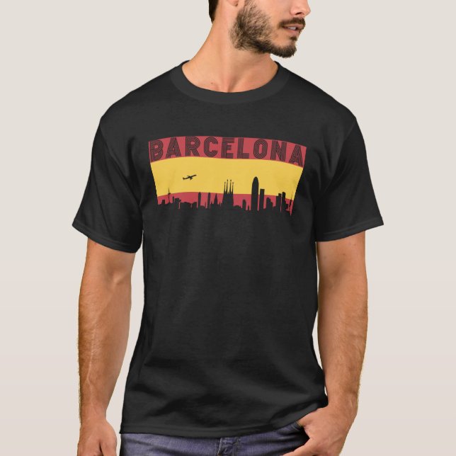 Barcelona Skyline Spain Vacation Travel T-Shirt (Front)
