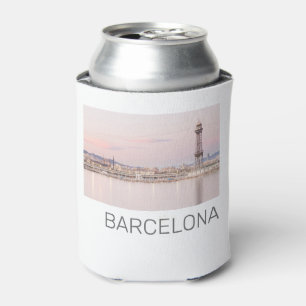 Barcelona Skyline Sunset Catalanonia Spain Can Cooler