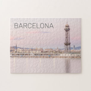 Barcelona Skyline Sunset Catalanonia Spain Jigsaw Puzzle