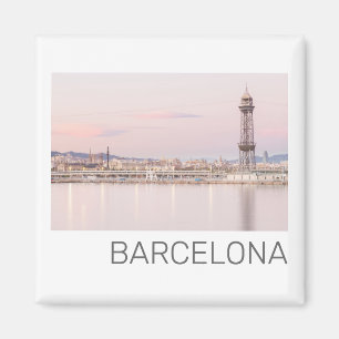 Barcelona Skyline Sunset Catalanonia Spain Luggage Magnet