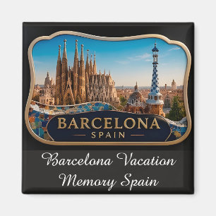 🧲 Barcelona Skyline Vacation Memory Spain 🌇 Magnet