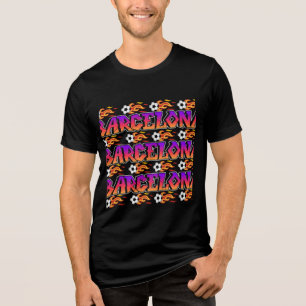 Barcelona Soccer Graffiti — Flaming Football  Tri-Blend Shirt