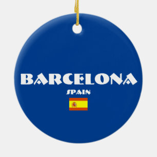 Barcelona Soccer Oval Christmas Ornaments