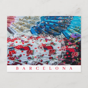 Barcelona souvenir fans view postcard