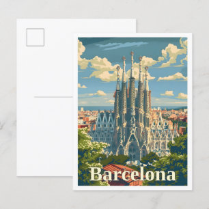 Barcelona Spain Art Elegant Vintage Travel Postcard