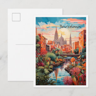 Barcelona Spain Art Travel  Postcard