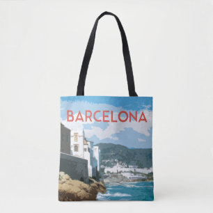 Barcelona, Spain Artistic Coastal View Tote Bag