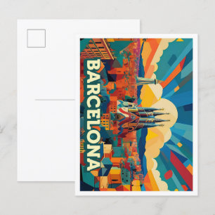 Barcelona Spain artistic colourful Postcard