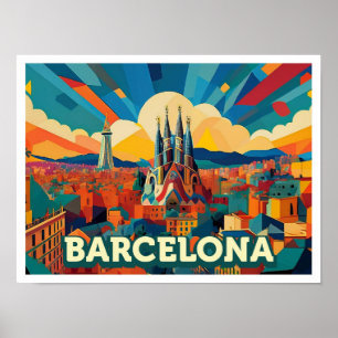 Barcelona Spain artistic colourful Poster