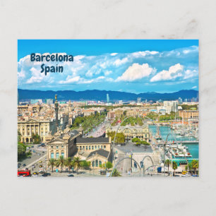 Barcelona, Spain Beautiful City View Postcard