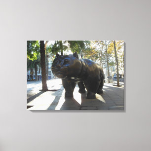 Barcelona Spain Cat Statue on las Ramblas Canvas Print