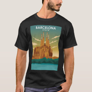 Barcelona Spain Cathedral Travel Poster  T-Shirt