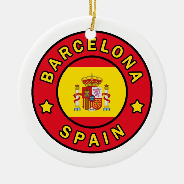 Barcelona Spain Ceramic Tree Decoration (Front)