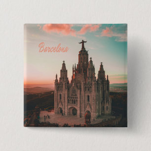 Barcelona Spain Church 15 Cm Square Badge
