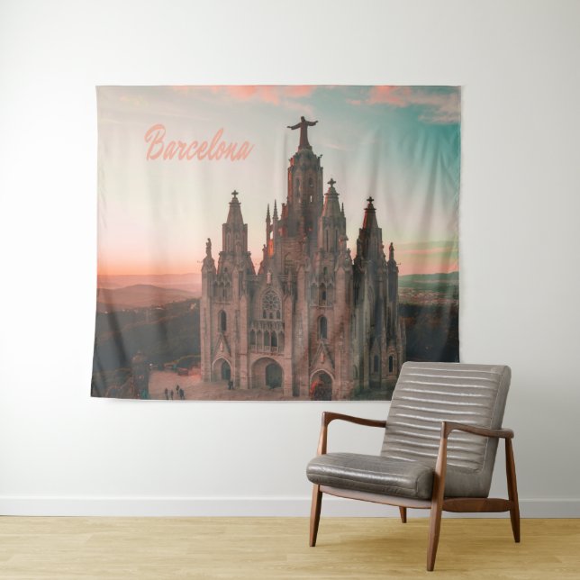 Barcelona Spain Church Tapestry (In Situ (Horizontal))