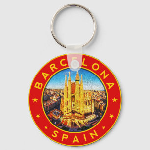 Barcelona, Spain, circle, red Key Ring