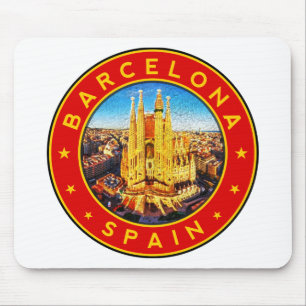 Barcelona, Spain, circle, red Mouse Mat