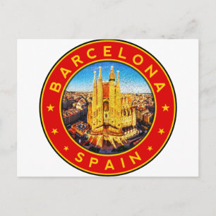 Barcelona, Spain, circle, red Postcard