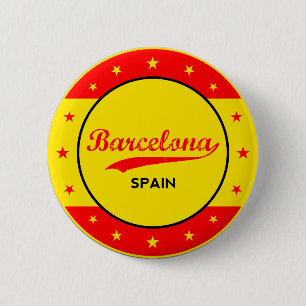 Barcelona, Spain, circle with flag colors 6 Cm Round Badge