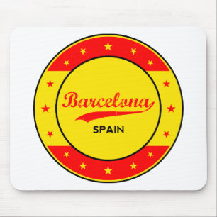 Barcelona, Spain, circle with flag colors Mouse Mat