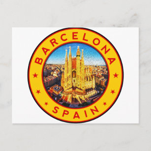 Barcelona, Spain, circle, yellow Postcard