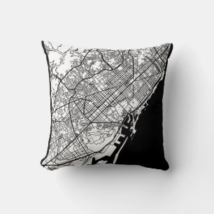 Barcelona Spain City Map Cushion