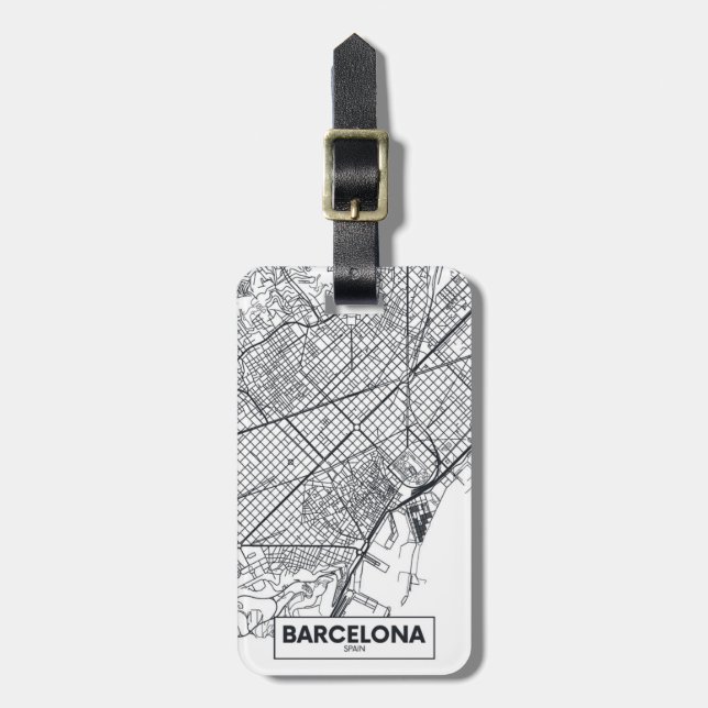 Barcelona, Spain | City Map Luggage Tag (Front Vertical)