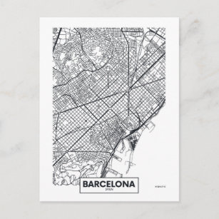Barcelona, Spain   City Map Postcard