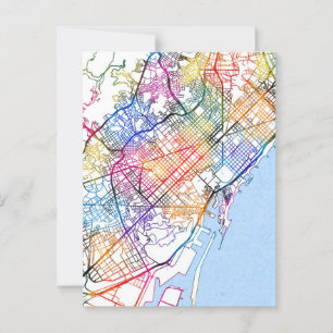  Barcelona Spain City Map Postcard
