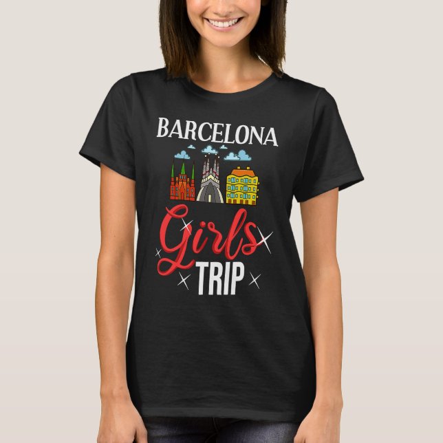 Barcelona Spain City Trip Skyline Map Travel T-Shirt (Front)