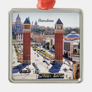 Barcelona, Spain, cityscape Metal Tree Decoration
