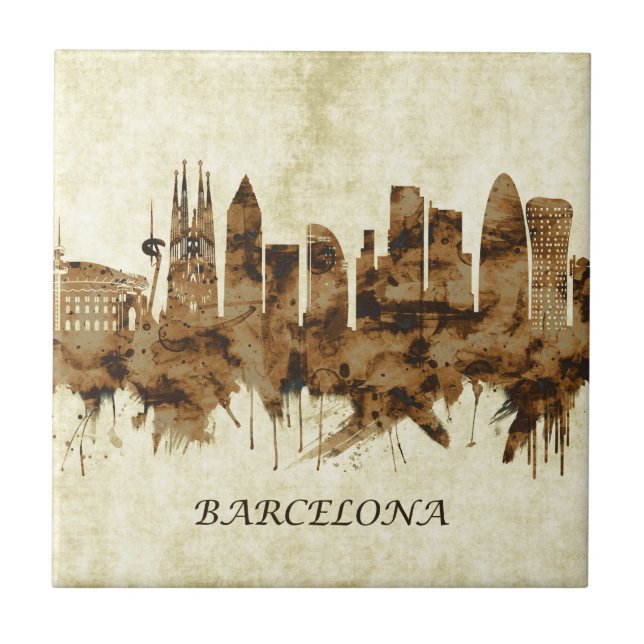 Barcelona Spain Cityscape Tile (Front)