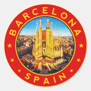 Barcelona Spain Classic Round Sticker