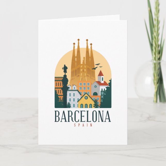 Barcelona Spain Cute spanish travel gift City Love Card (Front)