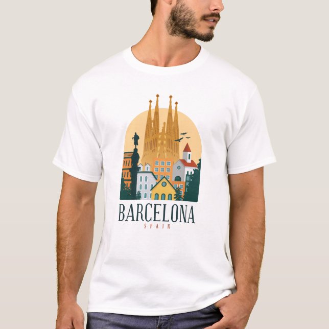 Barcelona Spain Cute spanish travel gift City Love T-Shirt (Front)
