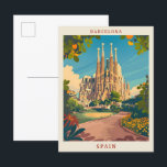 Barcelona Spain Elegant Vintage Travel Postcard<br><div class="desc">Barcelona Spain Elegant Art Vintage Travel Postcard</div>