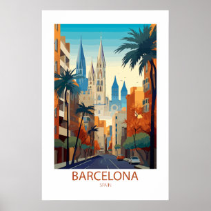 Barcelona Spain Famous Travel Places Poster
