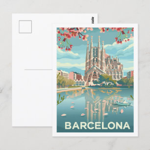 Barcelona Spain Famous Vintage Travel Place Postcard