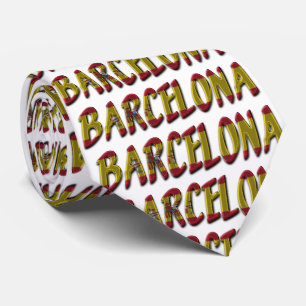 Barcelona Spain Flag Colours Typography Tie