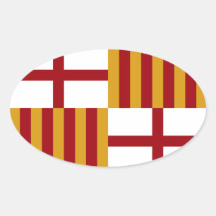 Barcelona (Spain) Flag Oval Sticker